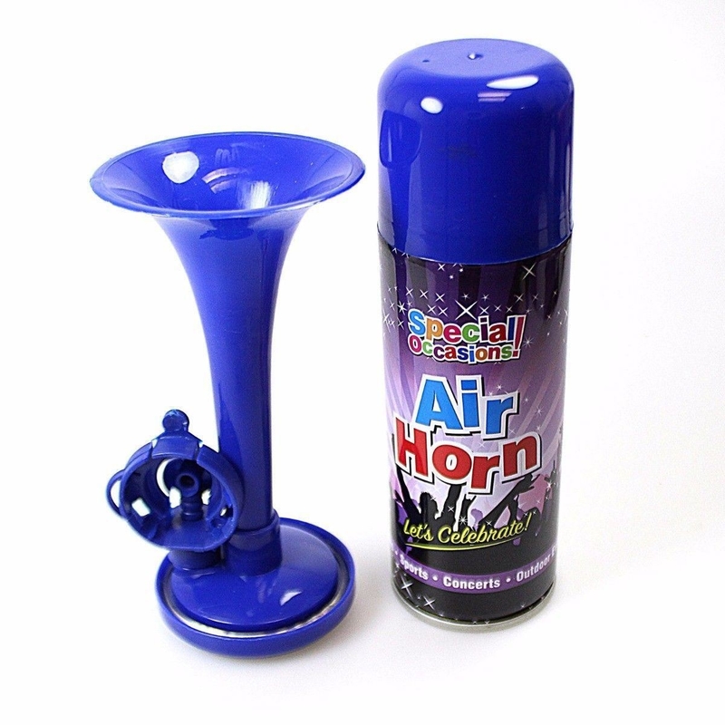 couleur rouge de klaxon d'air d'aérosol de la partie 250ml et bleue écologique tenue dans la main