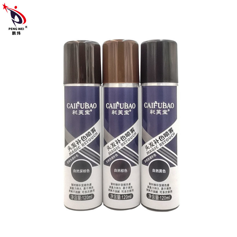 Les couleurs de cheveux de Brown foncé de noir d'ODM d'OEM pulvérisent le jet provisoire 40*140mm de couleur de racine du poil