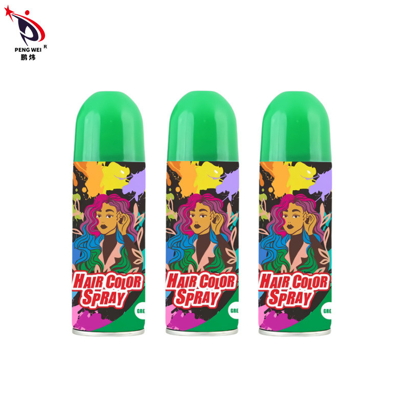 Sprays de couleur de cheveux OEM 250ml boîte en fer blanc exempte de toxines instantanée vert temporaire