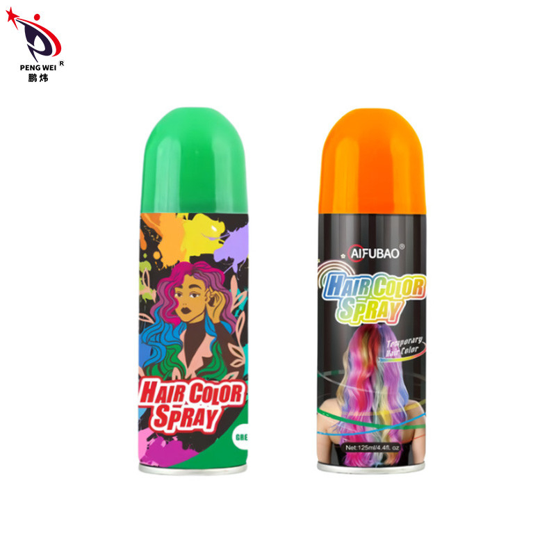 Sprays de couleur de cheveux OEM 250ml boîte en fer blanc exempte de toxines instantanée vert temporaire