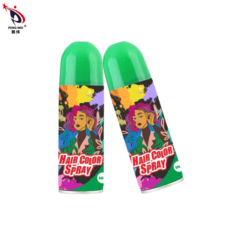 Sprays de couleur de cheveux OEM 250ml boîte en fer blanc exempte de toxines instantanée vert temporaire
