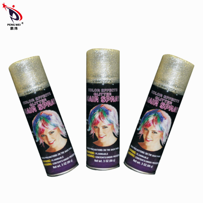 Le scintillement provisoire multicolore de cheveux pulvérisent le propulseur lavable de gaz