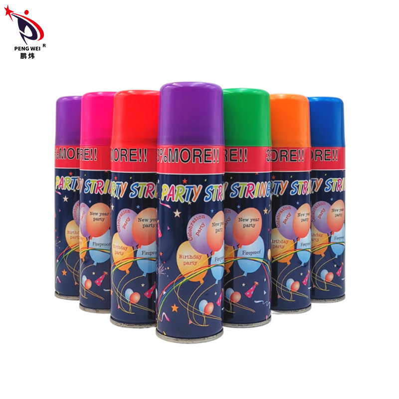 Non toxique Silly String Spray Facile à nettoyer Coloré Noël Halloween Fête de la ficelle folle
