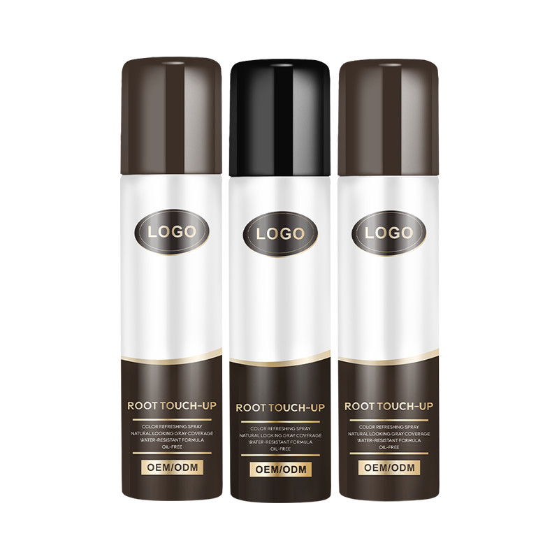 Des pulvérisateurs de couleur capillaire de marque privée touchent les racines pour cacher les racines grises en deux secondes