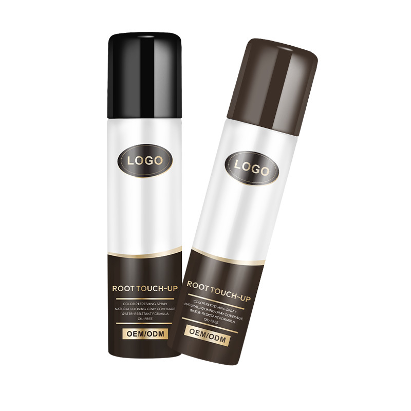 Des pulvérisateurs de couleur capillaire de marque privée touchent les racines pour cacher les racines grises en deux secondes