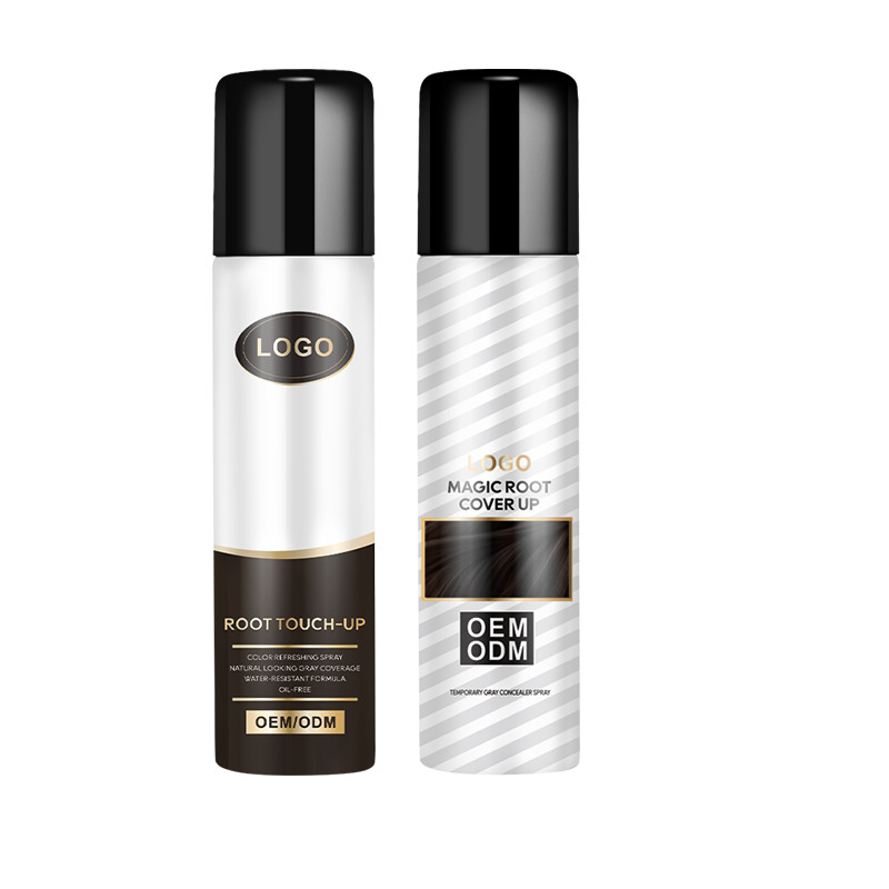 Des pulvérisateurs de couleur capillaire de marque privée touchent les racines pour cacher les racines grises en deux secondes