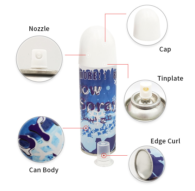 250 ml de bonne formule mousse de neige Spray mariage fête de fête de neige Spray dans des boîtes d'étain